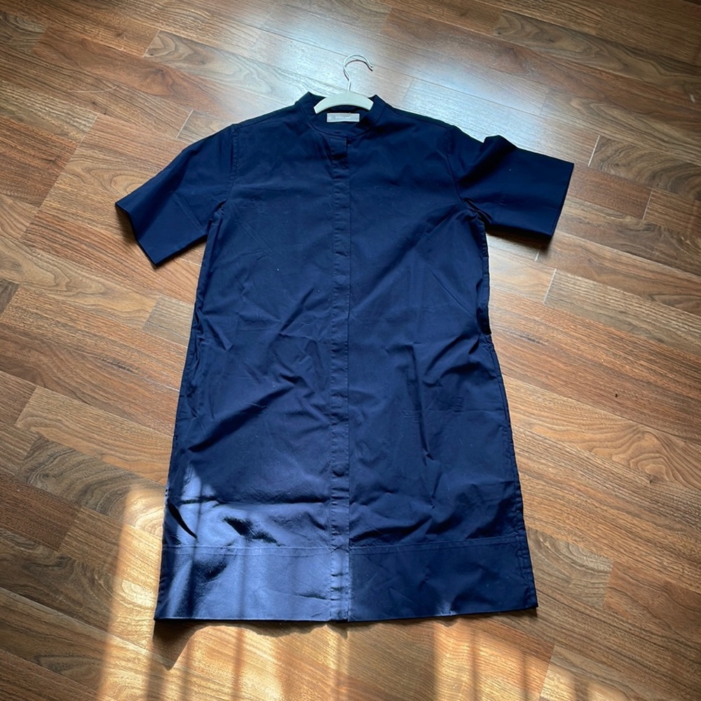 Everlane button front shirt dress/ tunic. Navy. Size 4.